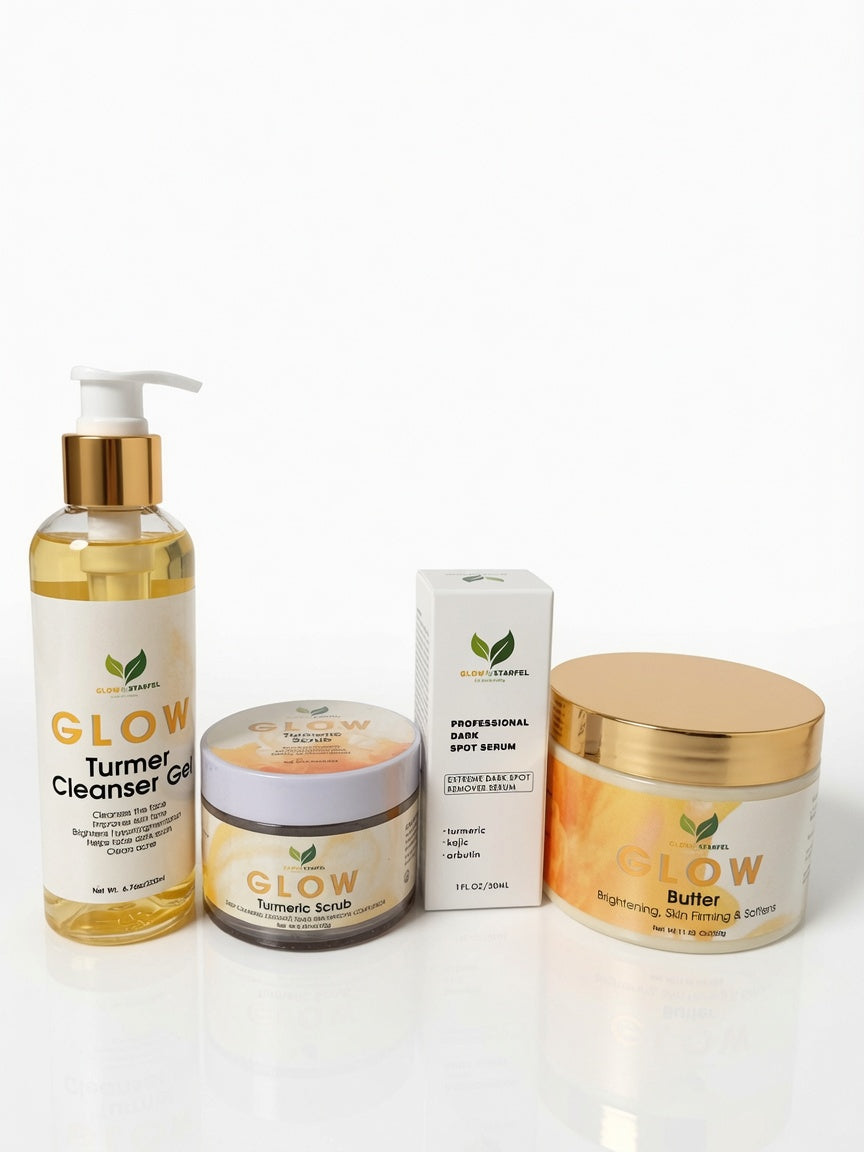 Golden Glow Collection: Turmeric Cleanser, Scrub, Serum & Butter Duo